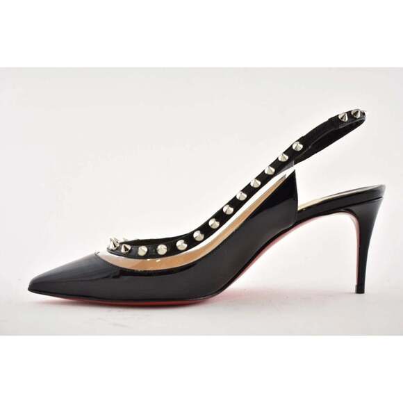 Christian Louboutin Brigadine 70 Black Patent PVC Slingback Spike Heel Pump 36 - Picture 8 of 11